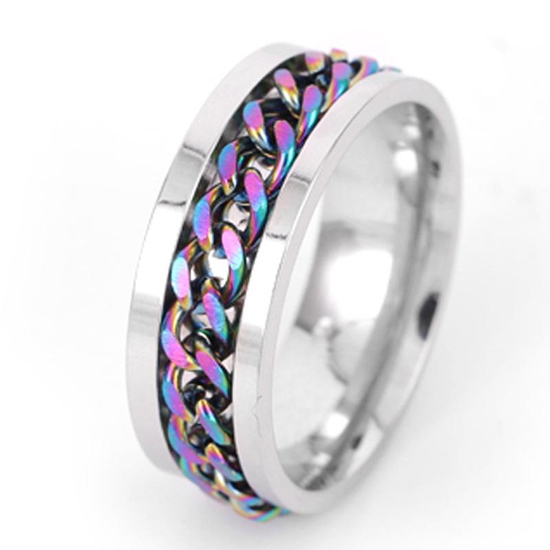Men's Stainless Steel Ring Chain Rotating Jewelry