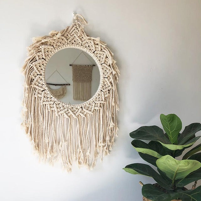 Hand-woven Wall-mounted Mirror Exquisite Cosmetic Mirror