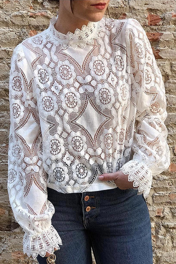 Women's Ciao Lovely Long Sleeve Lace Blouses