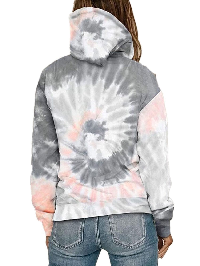 Loose Tie Dye Lace Up Hoodie Women's Sweatshirt