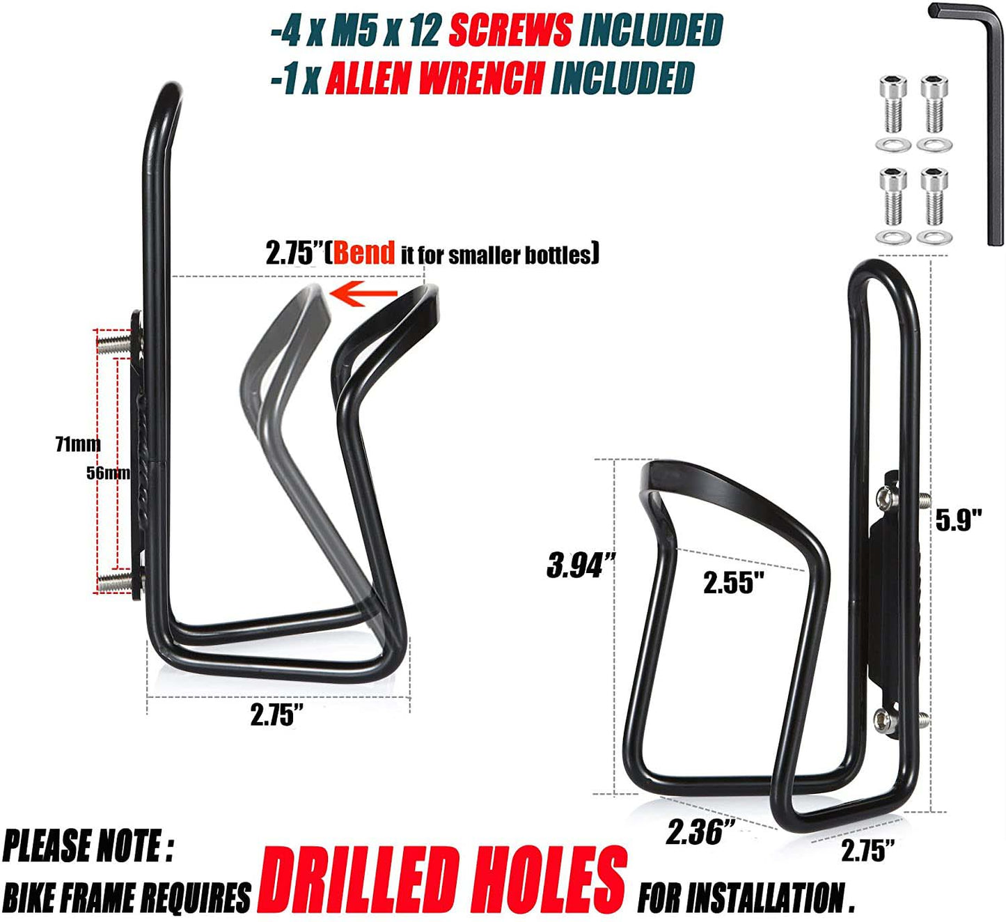 Bicycle Alloy Lightweight Water Bottle Rack Bracket (2 pieces)