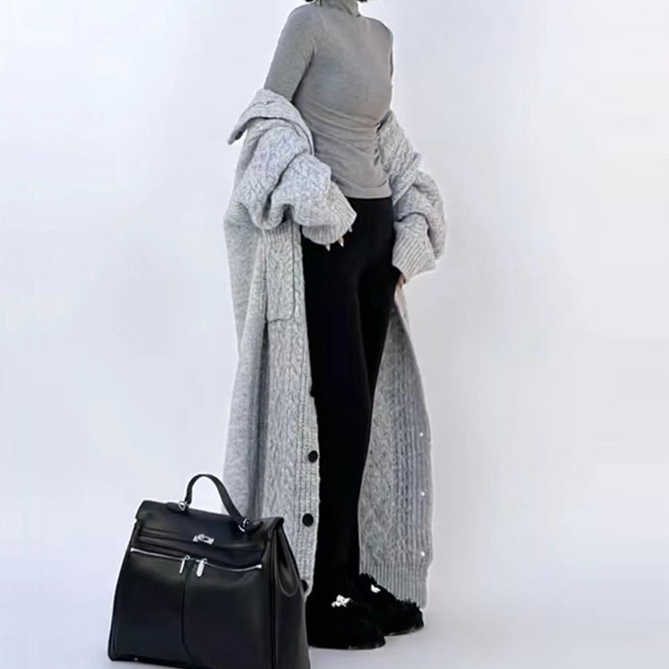Women's Turtleneck Long Loose Knit Jacket