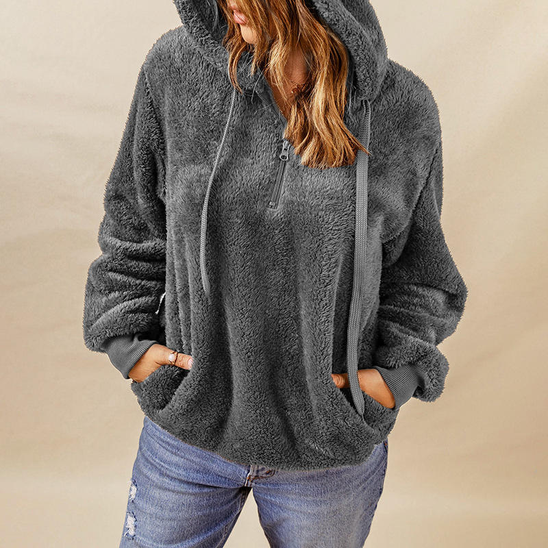 Women's Winter Plush Hooded Sweatshirt