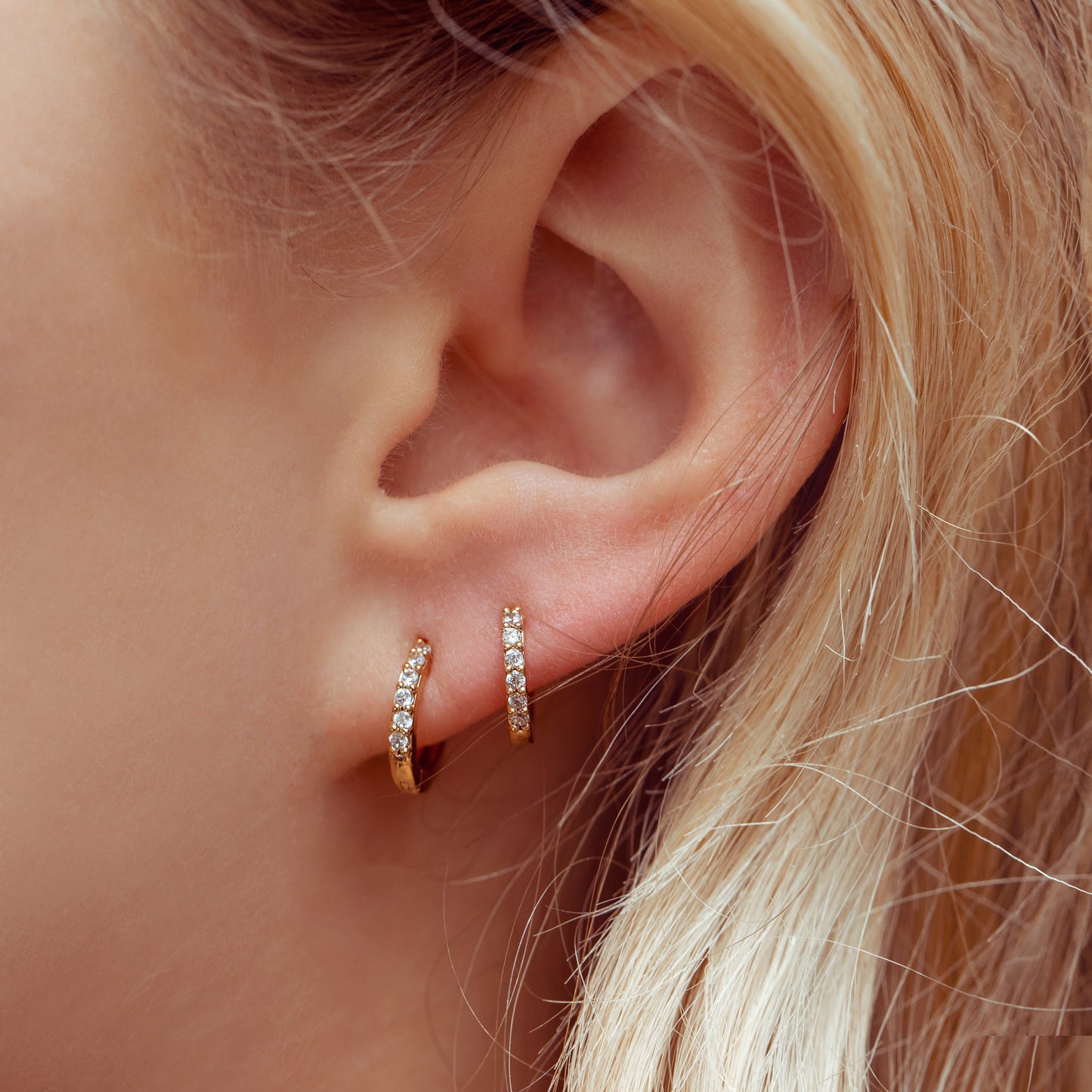 18k Gold Plated Earring Cubic Mini Hoops