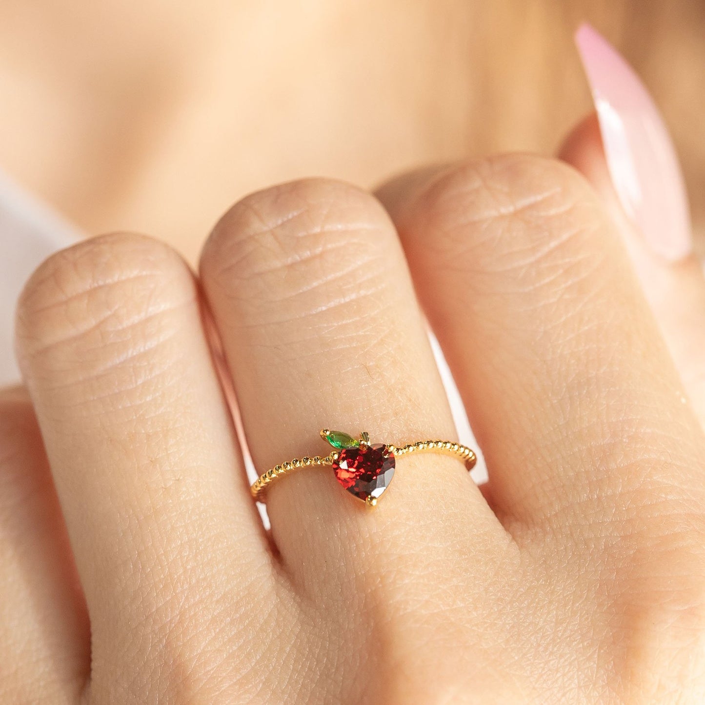 18k Gold Plated Exquisite Ring Apple Ring