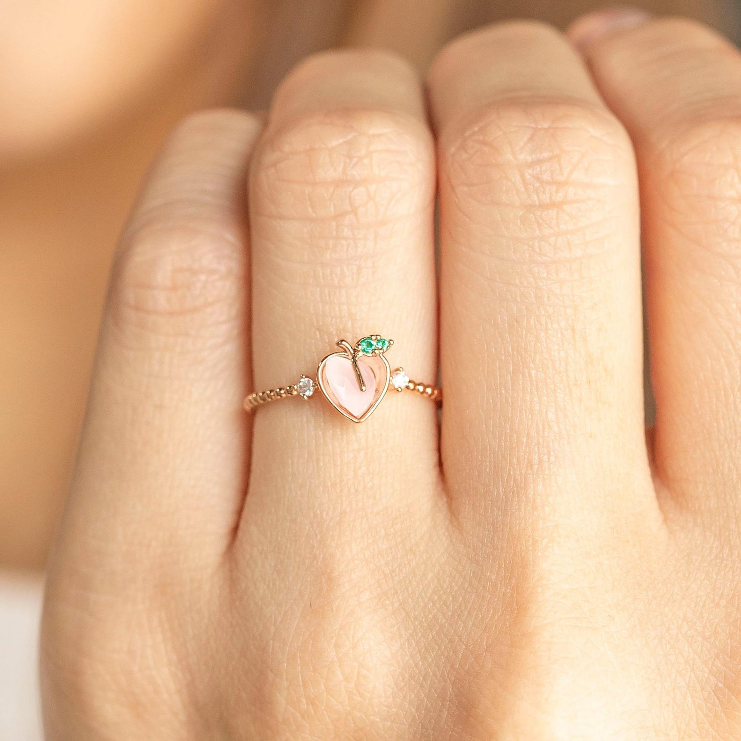 18k Gold Plated Exquisite Ring Perfect Peach Ring
