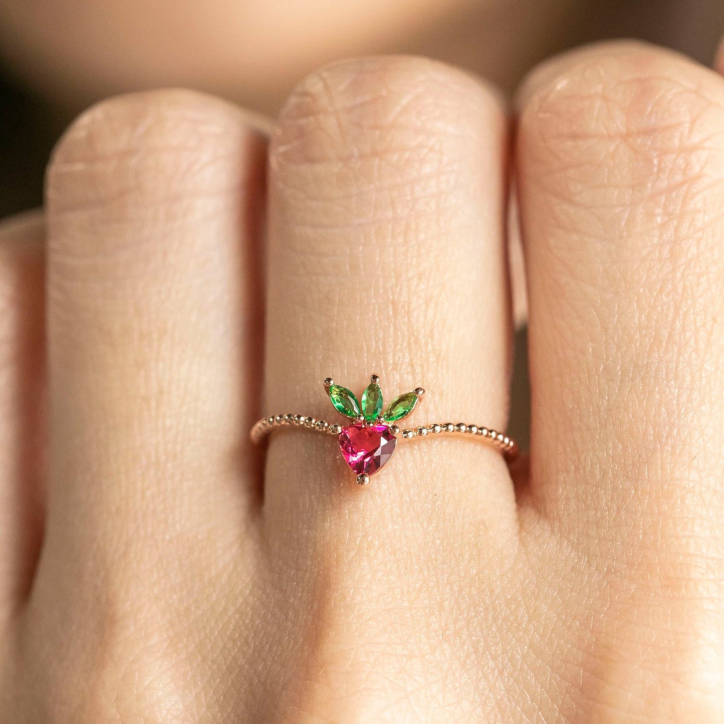 18k Gold Plated Ring Very Berry Strawberry Ring