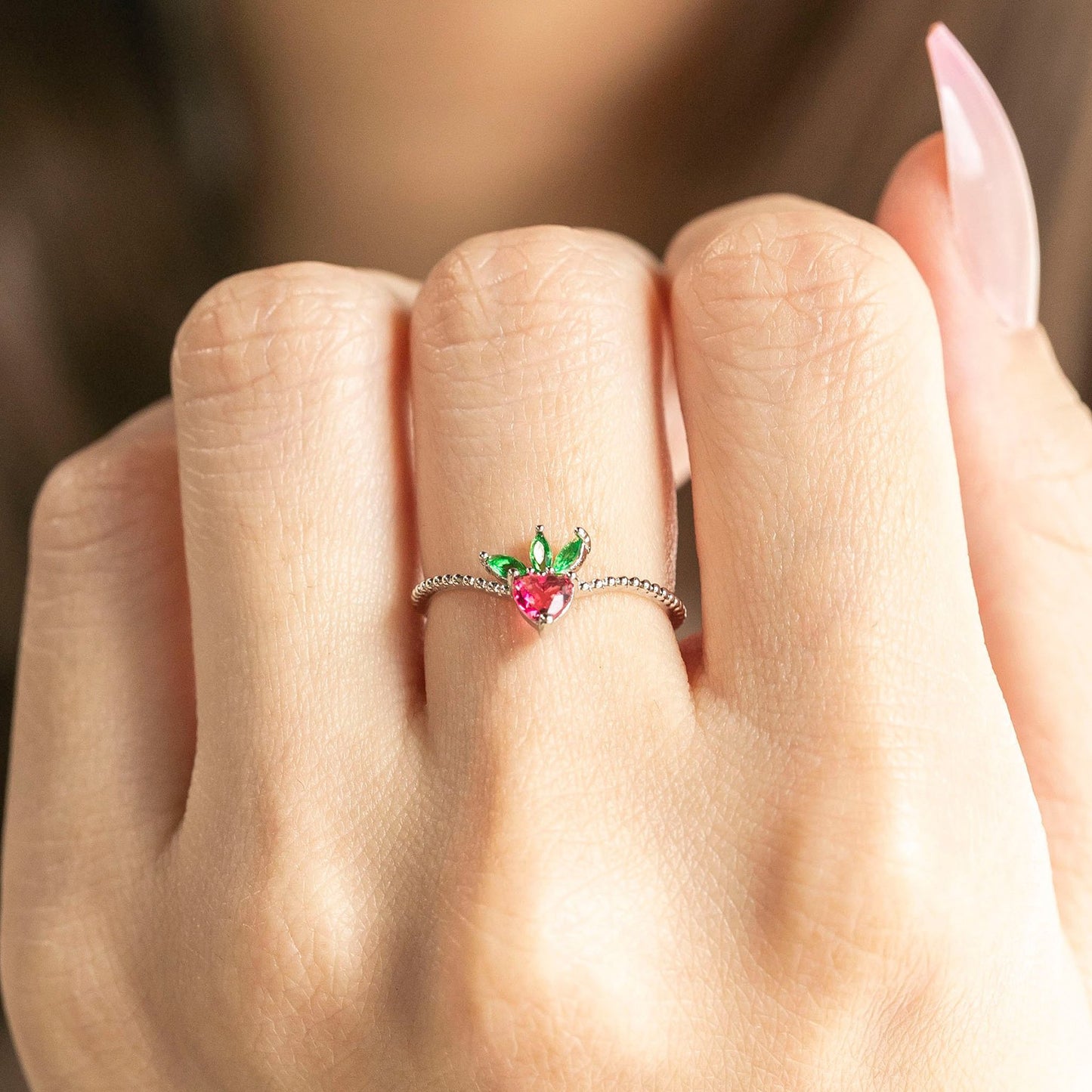 18k Gold Plated Ring Very Berry Strawberry Ring