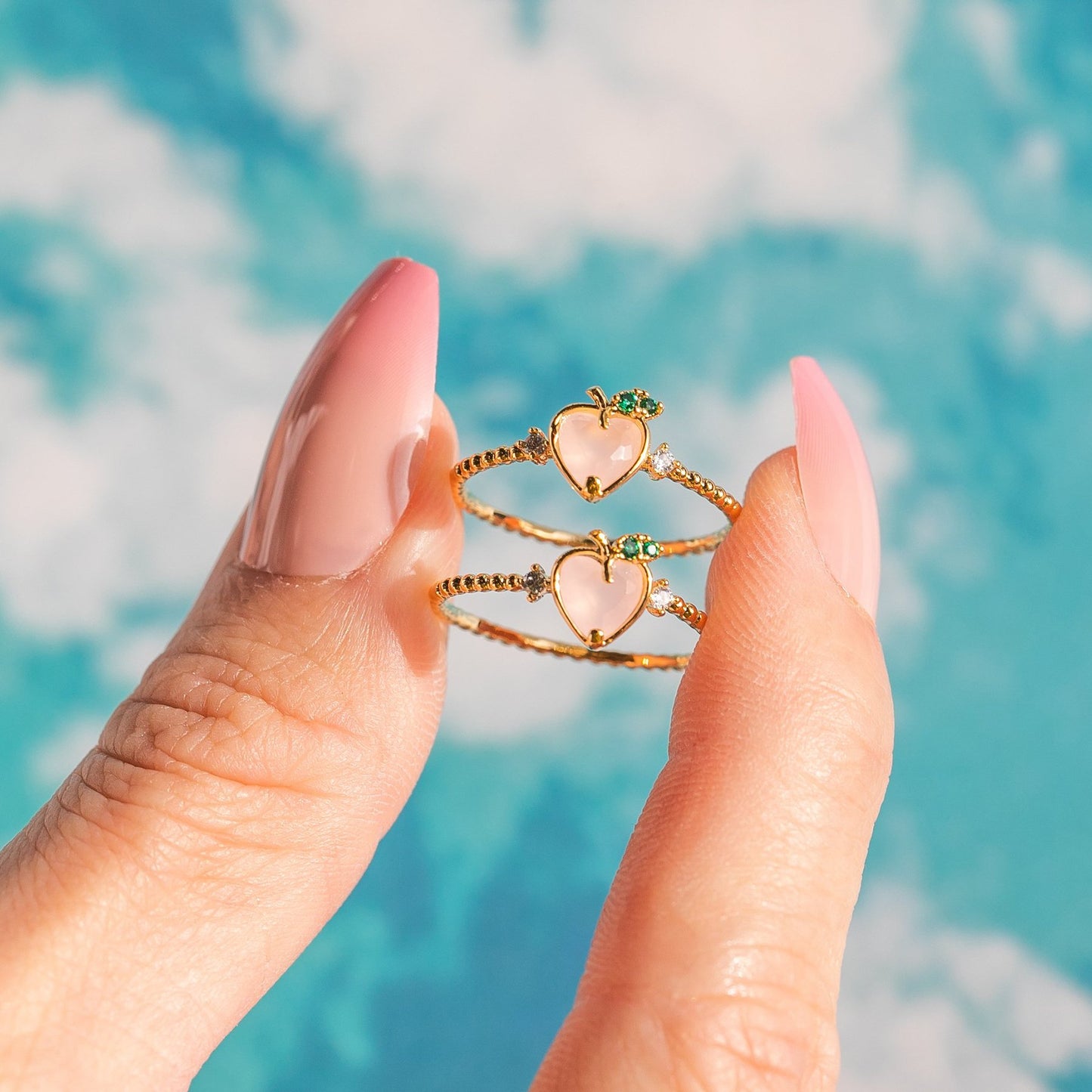 18k Gold Plated Exquisite Ring Perfect Peach Ring