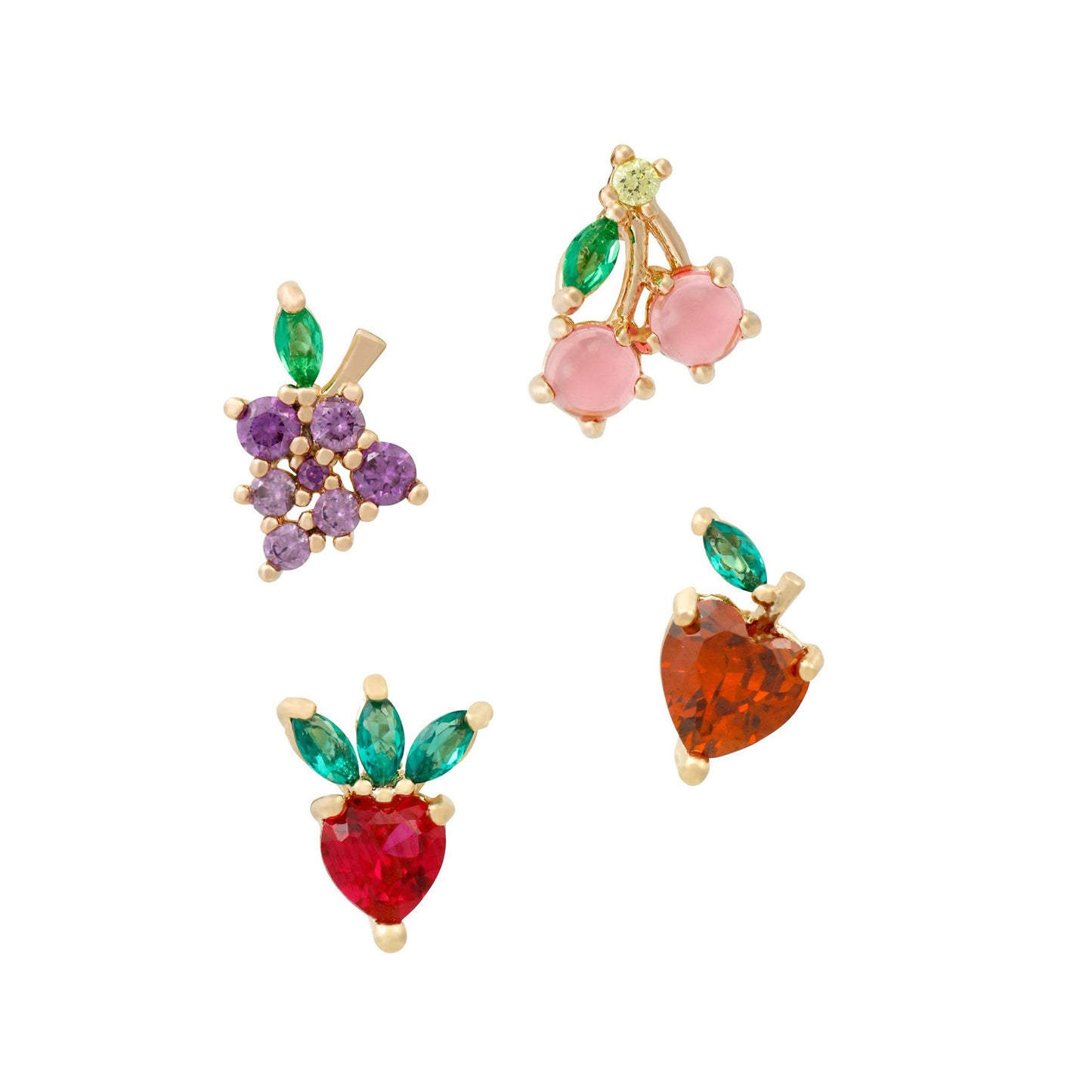 18k Gold Plated Ear Studs Fruit Basket Stud Set