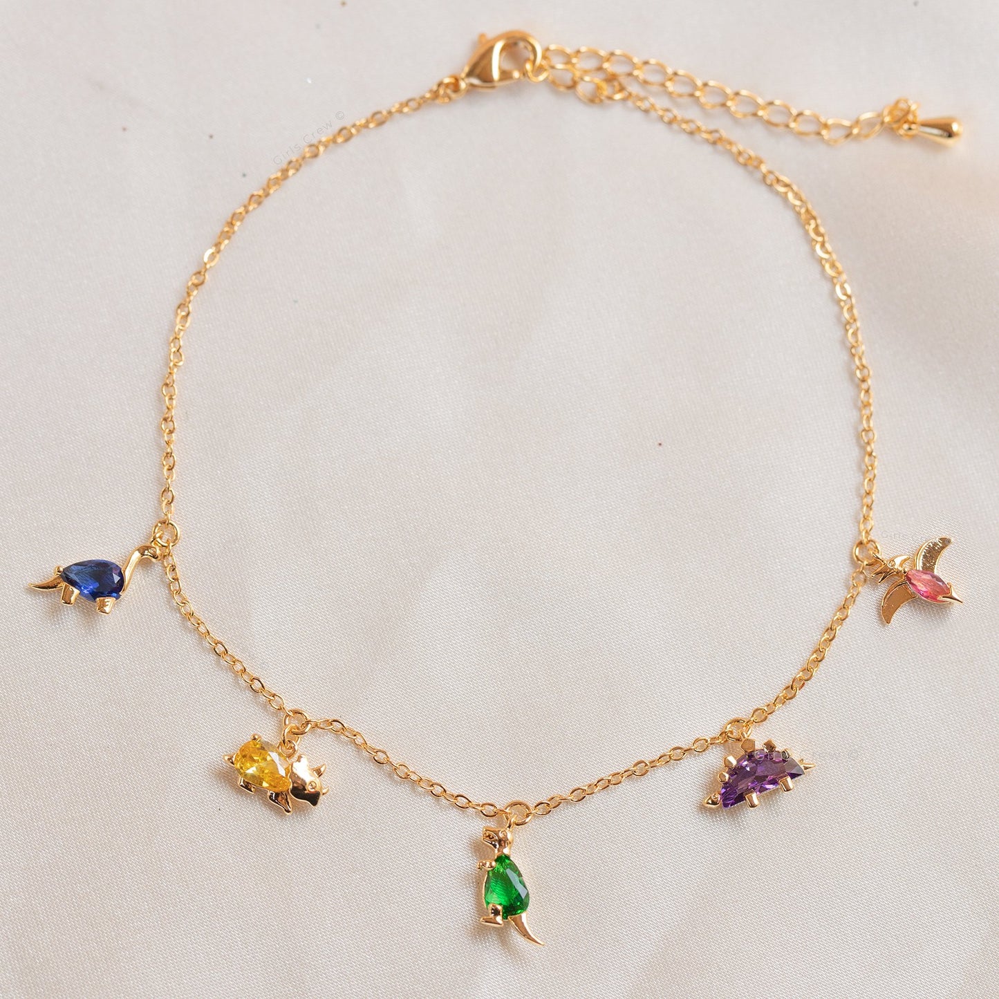 18k Gold Plated Anklet Dino Rawr Anklet