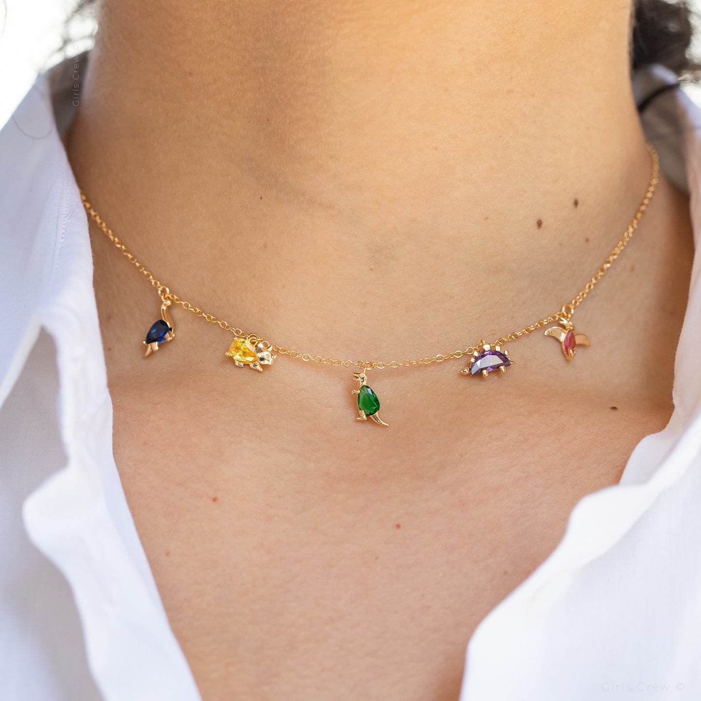 18k Gold Plated Necklace Dino Rawr Necklace