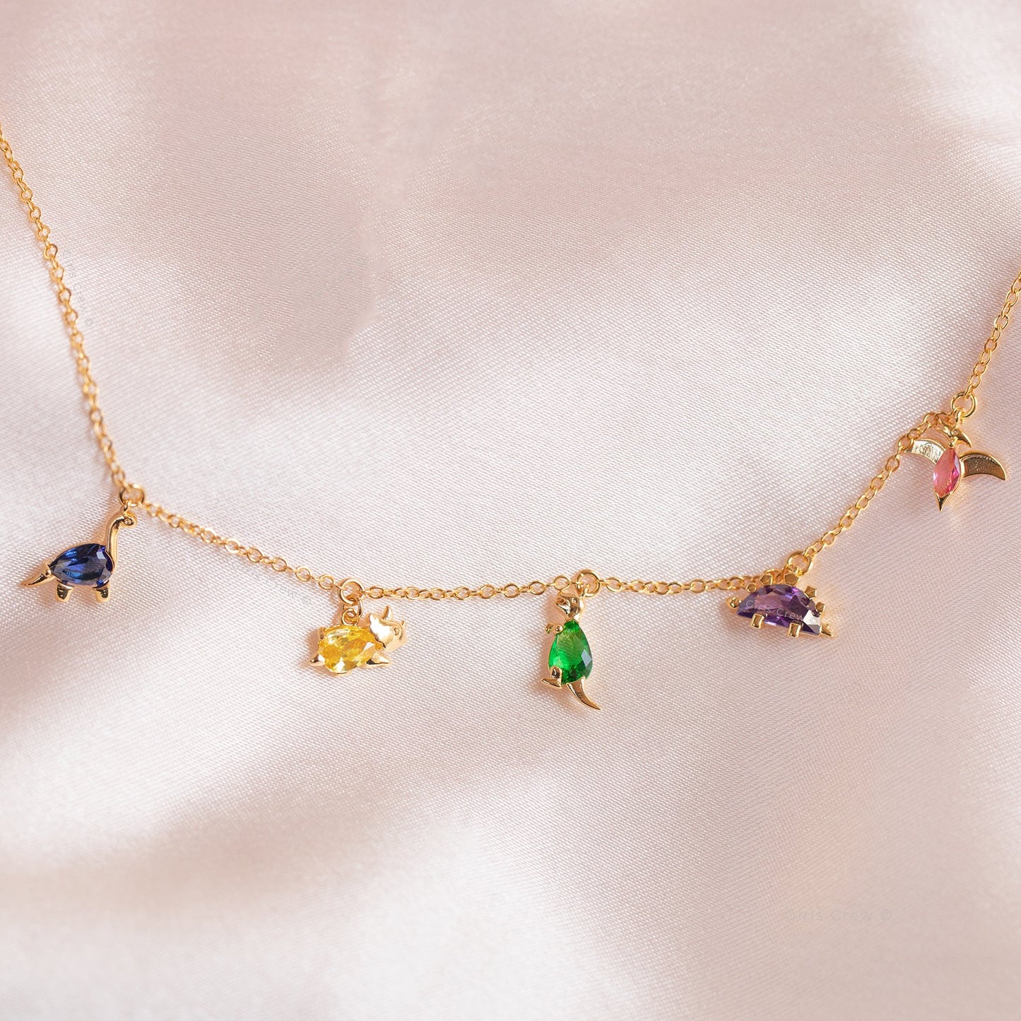 18k Gold Plated Necklace Dino Rawr Necklace