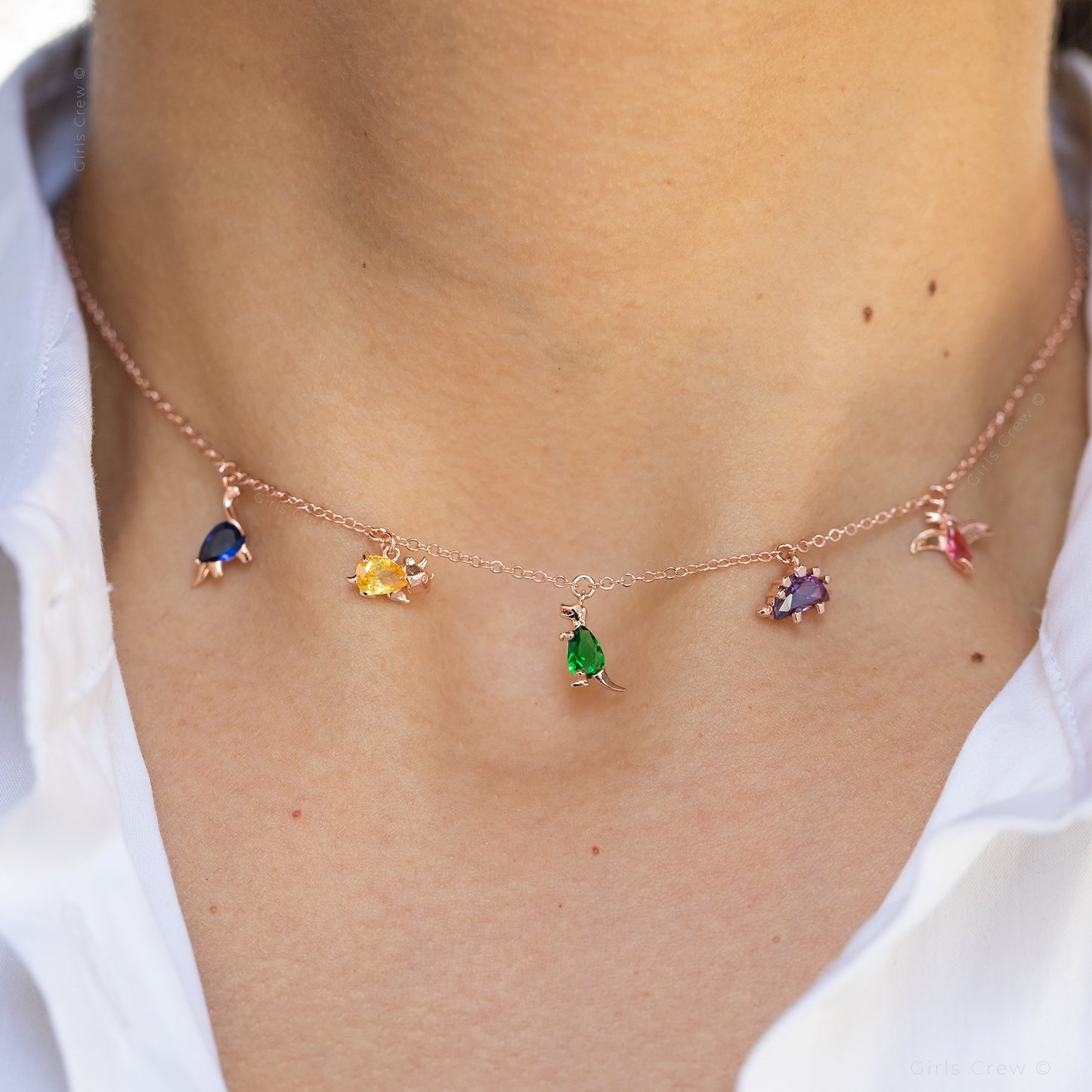 18k Gold Plated Necklace Dino Rawr Necklace