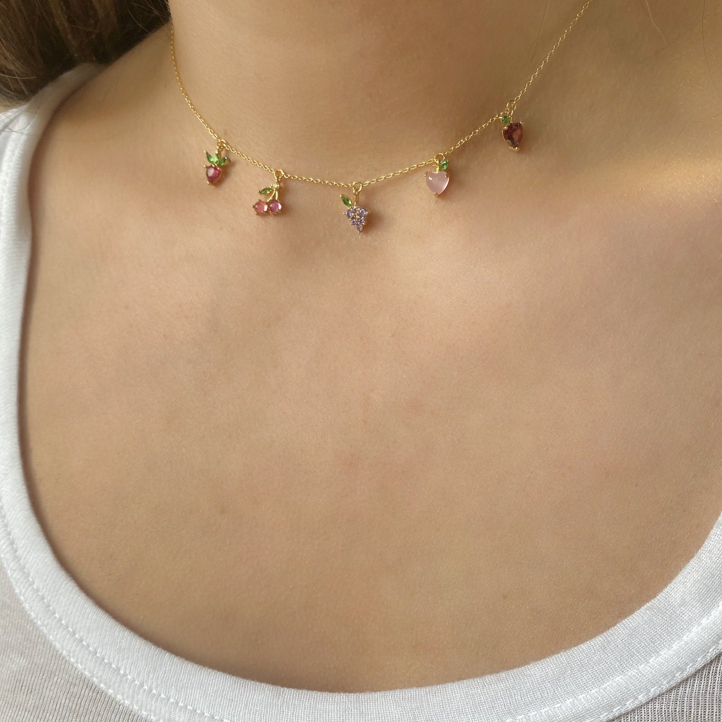 18k Gold Plated Necklace Fruit Basket Exquisite Choker