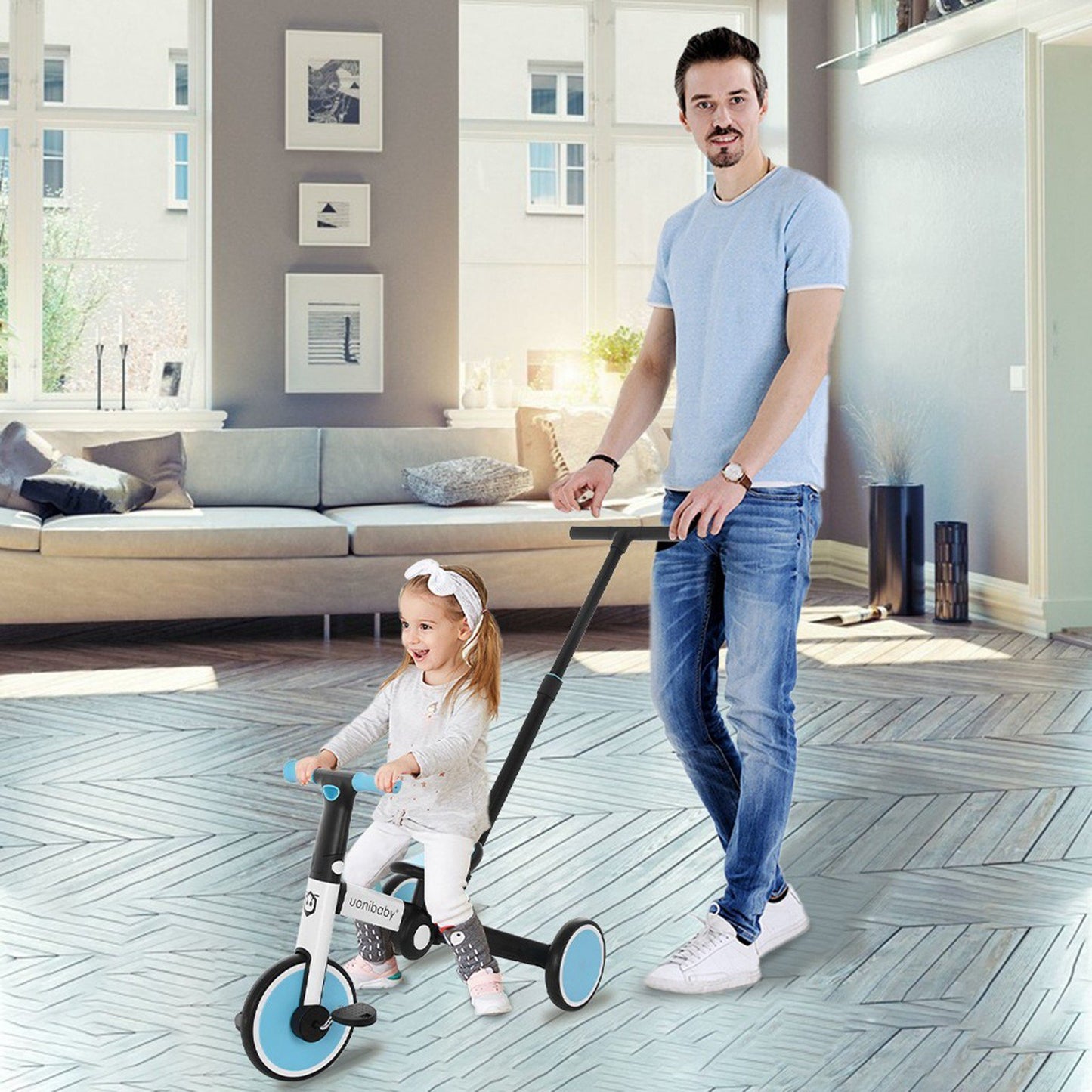 5 In 1 Multifunctional Toddler Bike for 1-5 Years Old Children with Pushers