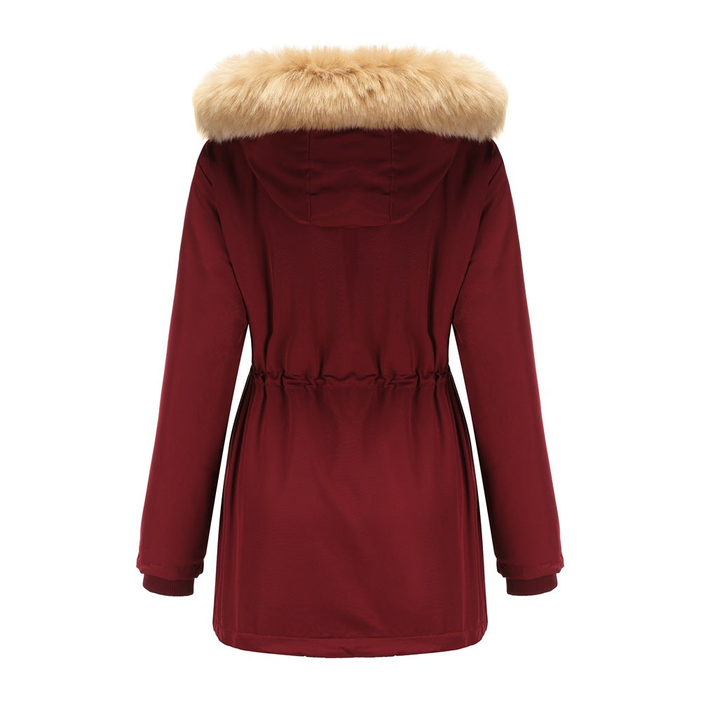 Women's Thick Lamb wool Detachable Fur Collar Coat Jacket