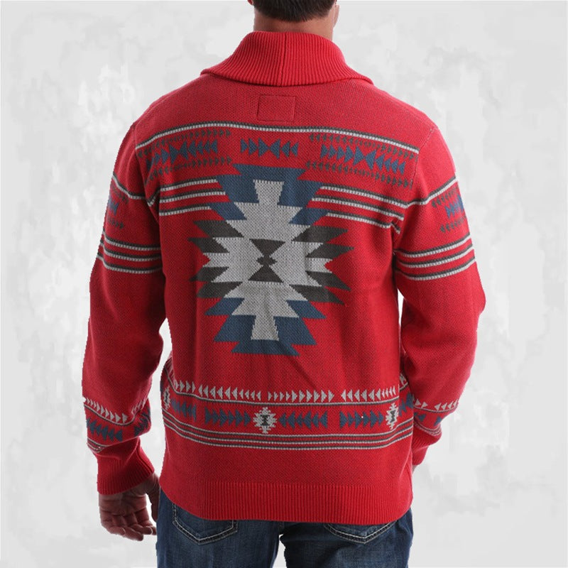 Men's Vintage Graphic Knit Cardigan Jacket