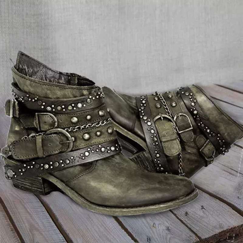 Women's Fashion Chunky Heel Short Boots