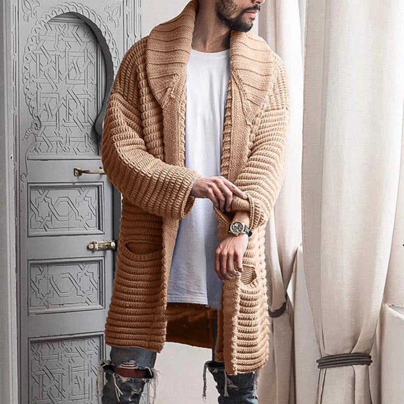 Men's Knitted Long Cardigan Jacket