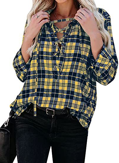 Woman Plaid Shirt With Long Sleeves