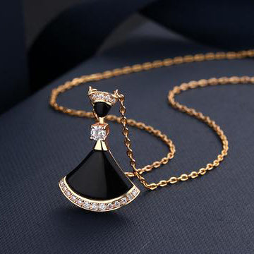 Simple Necklace With Diamond Fan-shaped Agate