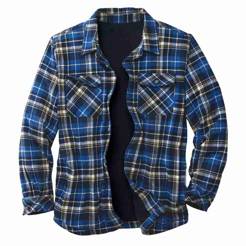 Men's Thick Plush Plaid Coat