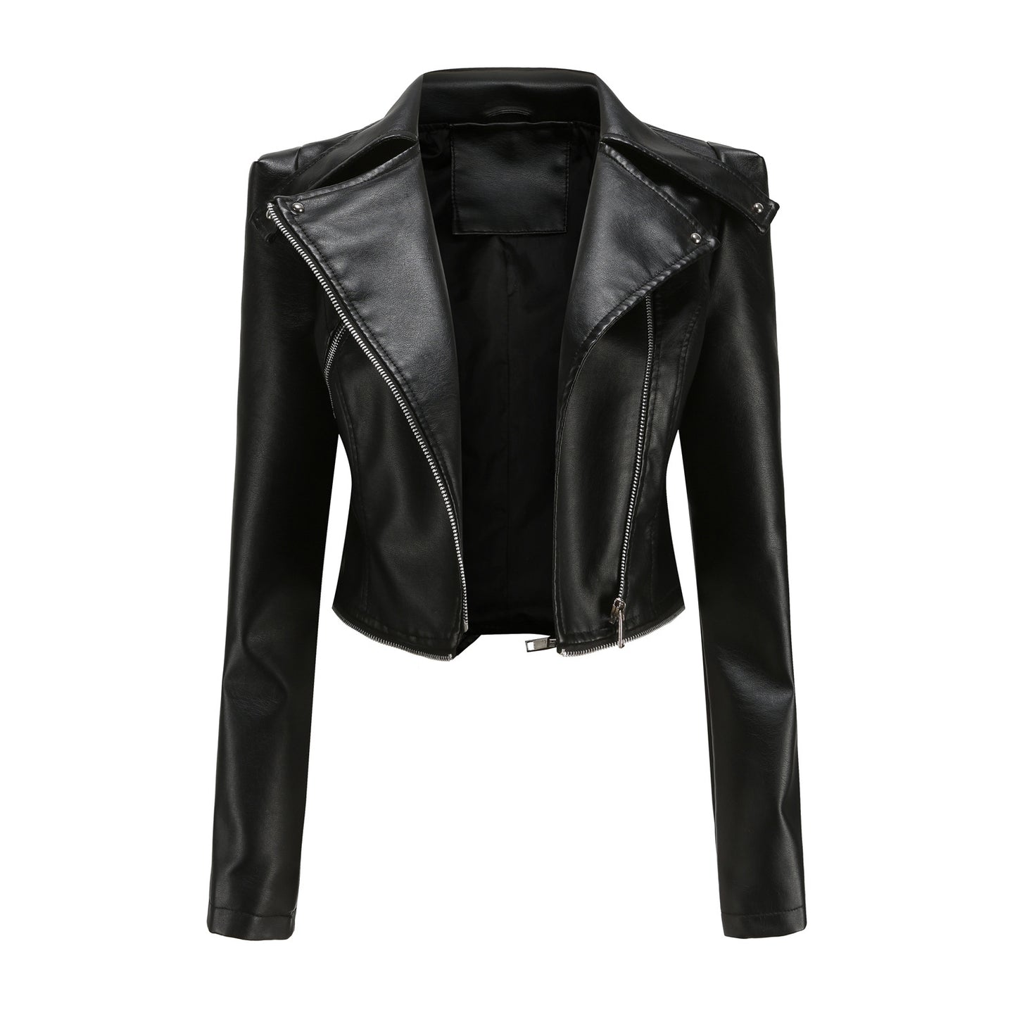 Woman Zipper Detachable Leather Jacket