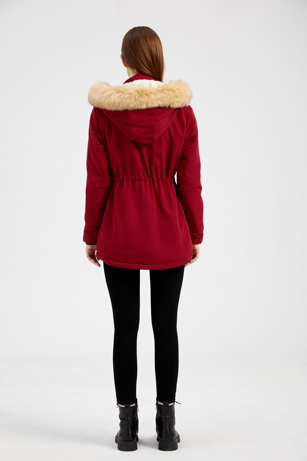 Women's Thick Lamb wool Detachable Fur Collar Coat Jacket