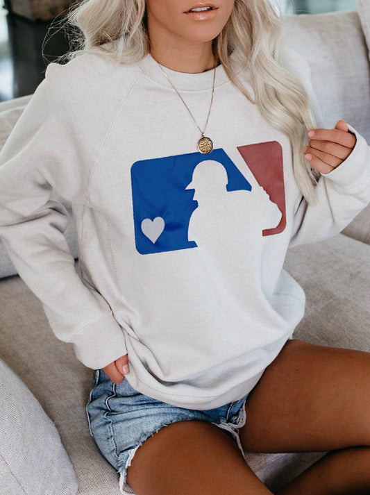 Women's T-Shirt Baseball Love White Sweatshirt