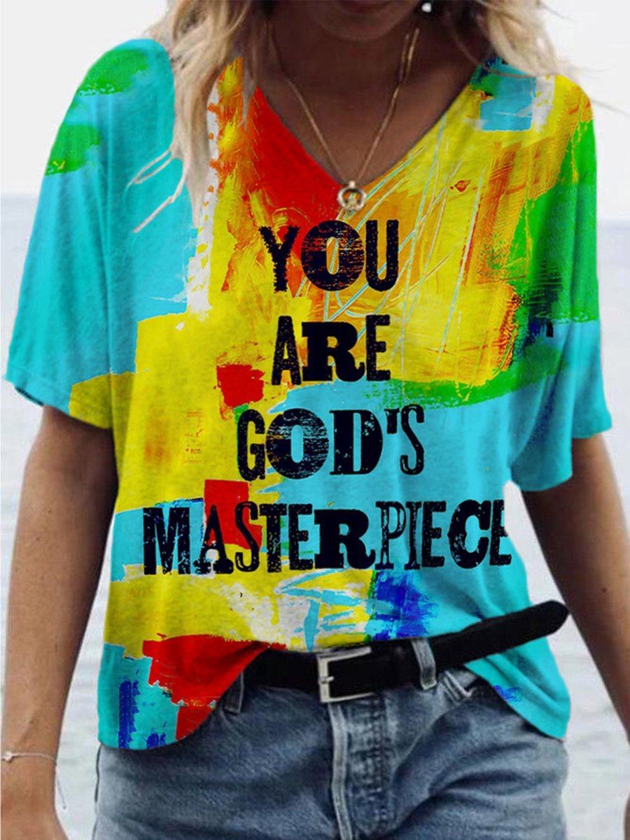 You Are God's Masterpiece V-Neck Women's T-Shirt