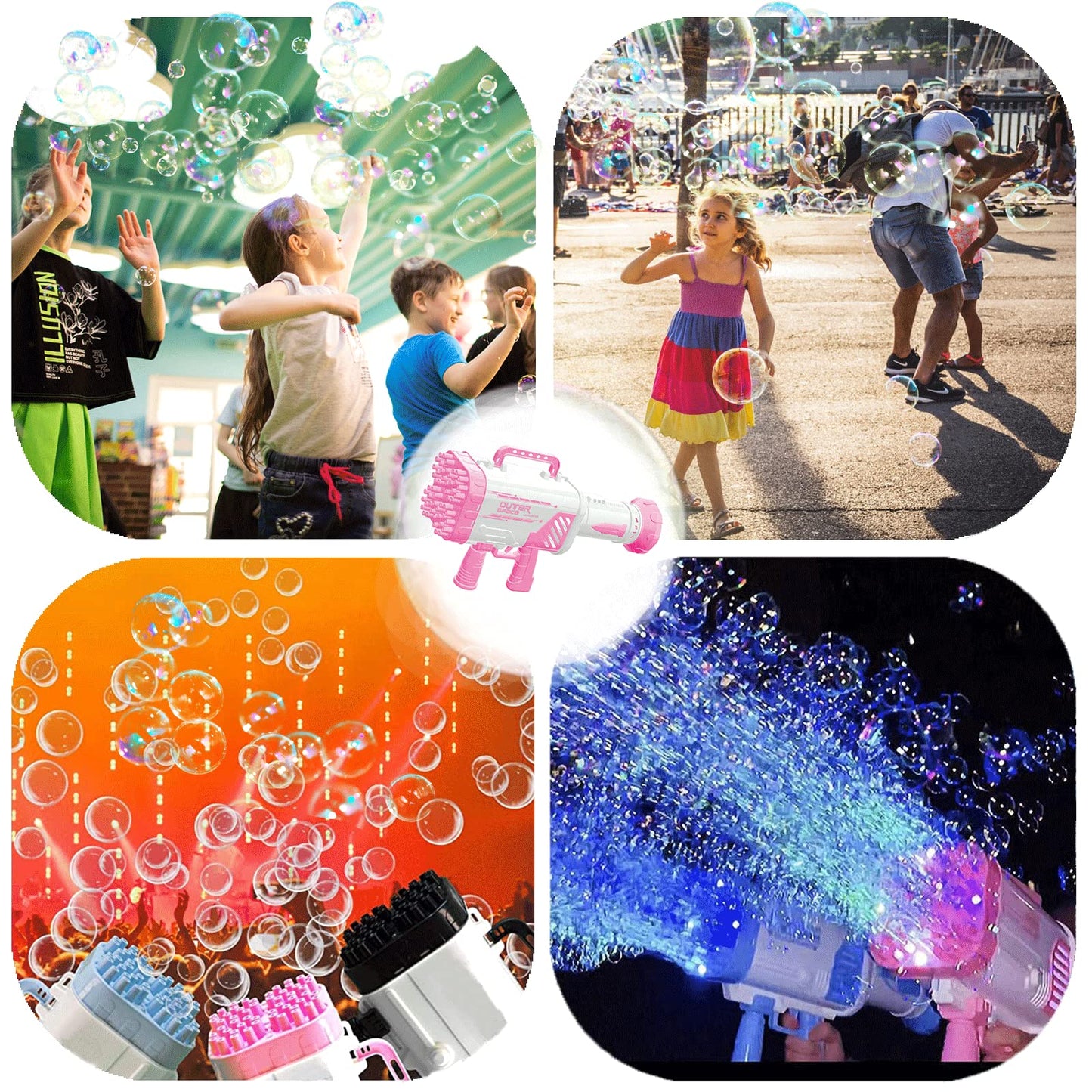 Colorful Lights Handheld Bazooka 64 Holes Bubble Gun Toy