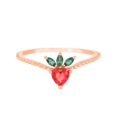 18k Gold Plated Ring Very Berry Strawberry Ring