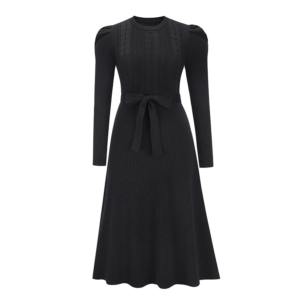Solid Color Autumn Long Sleeve Knit Dress