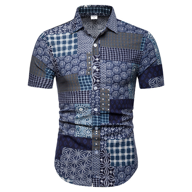 Men's Casual Short Sleeve Flower Shirt