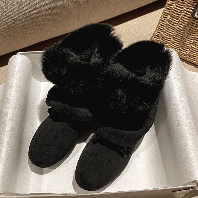 2022 New Leather Plush Winter Boots For Women