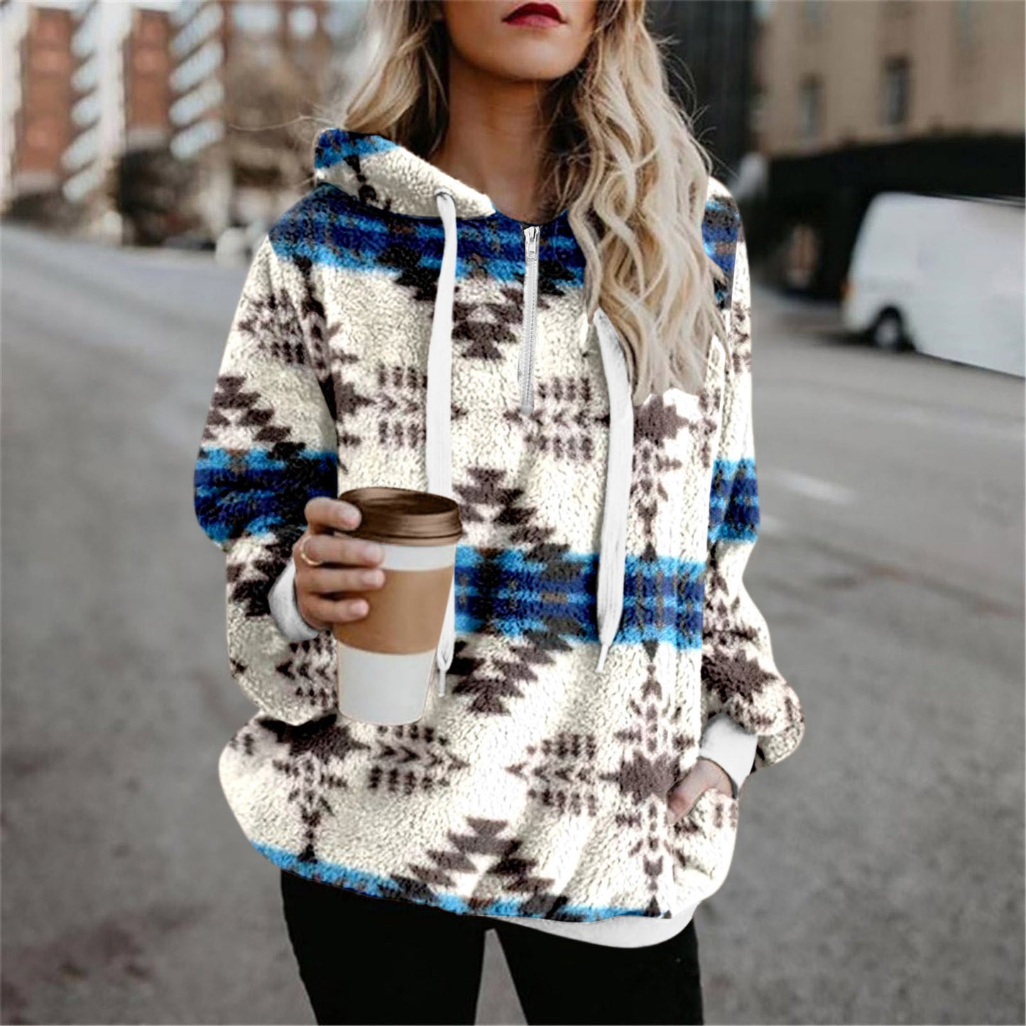 Women's Plush Print Hoodie