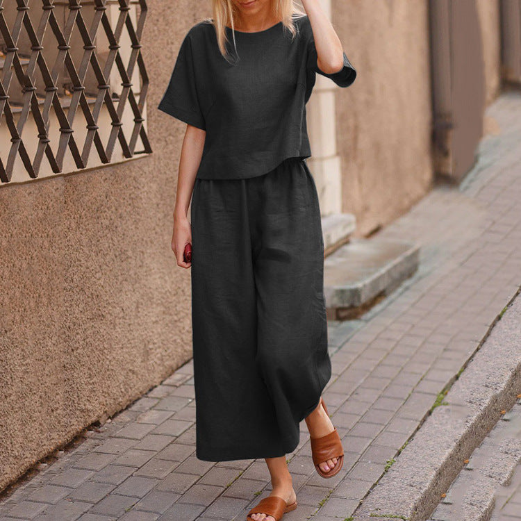 Women's Short Sleeve Pants Casual Suit