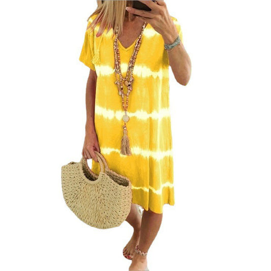 Women's Tie Dye Short Sleeve Dresses