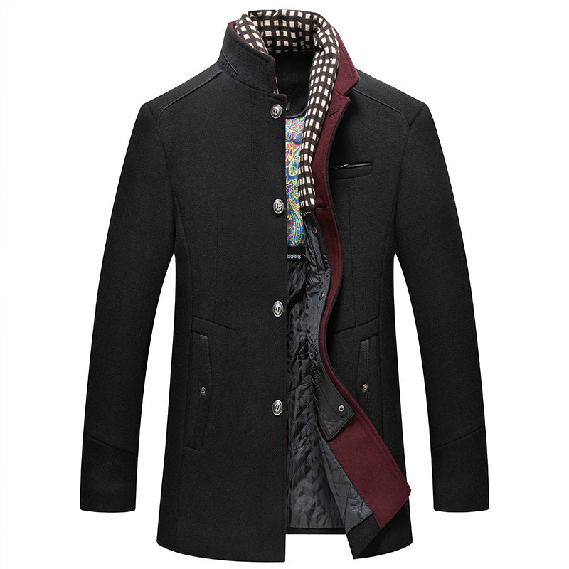 Men's Wool Stand Collar Slim Fit Jacket