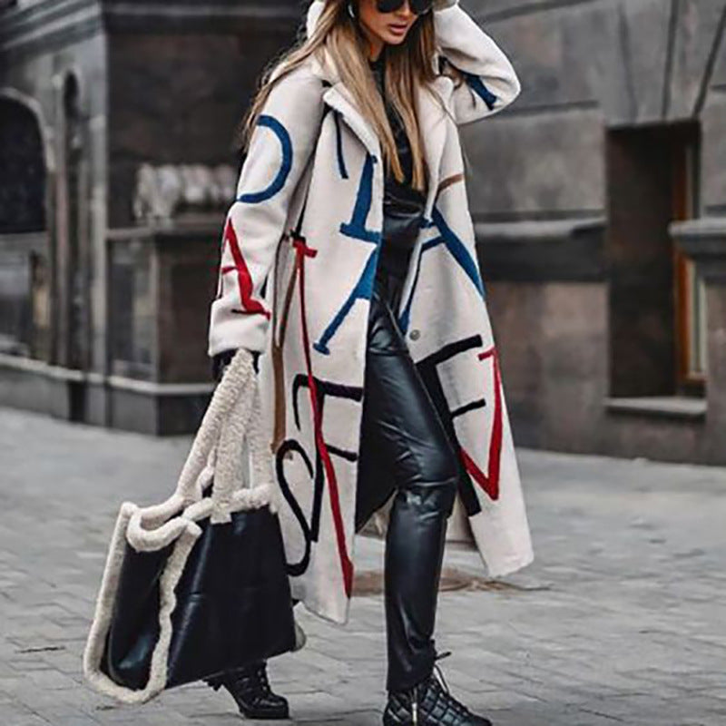 Women's Long Sleeve Lapel Letter Jacket