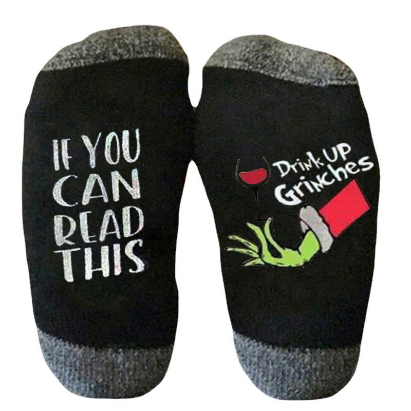 Funny Christmas Letters Printed Socks
