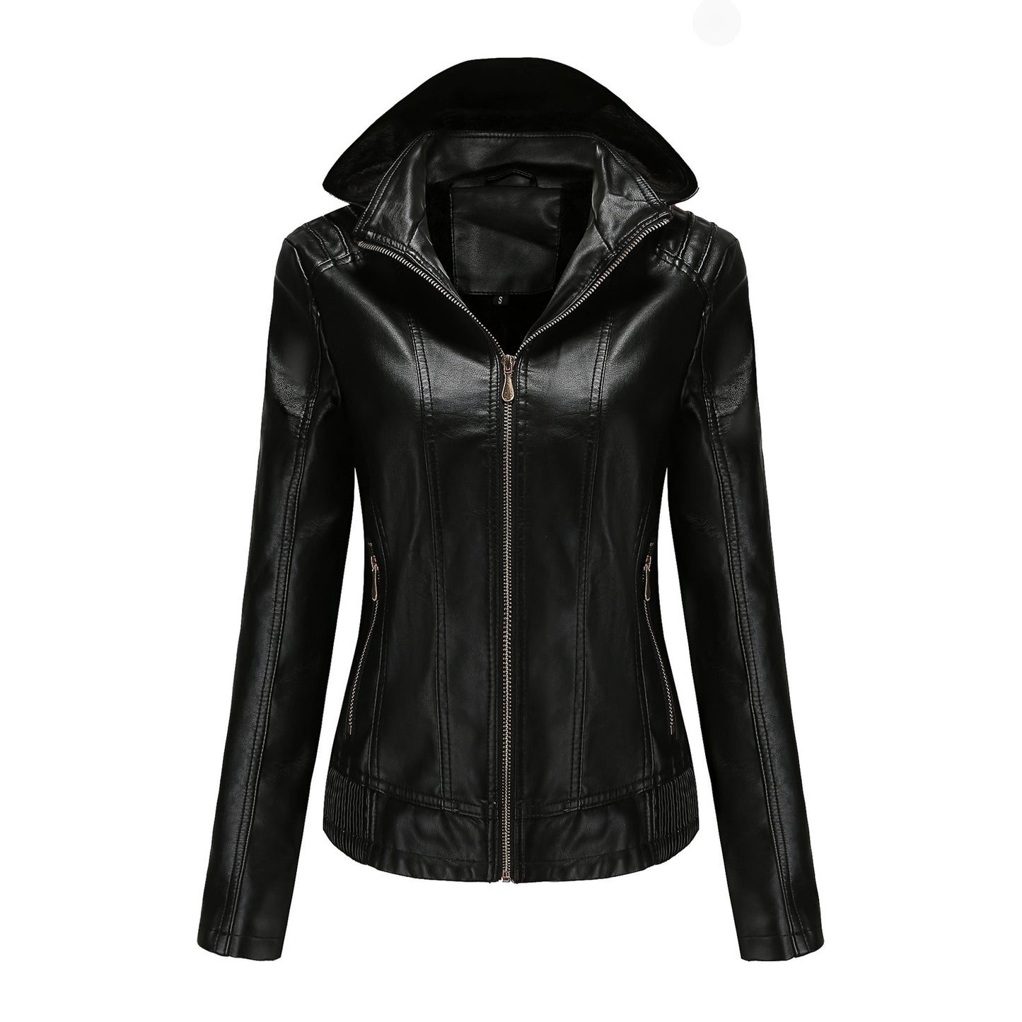 Leather Plush Winter Jacket For Women