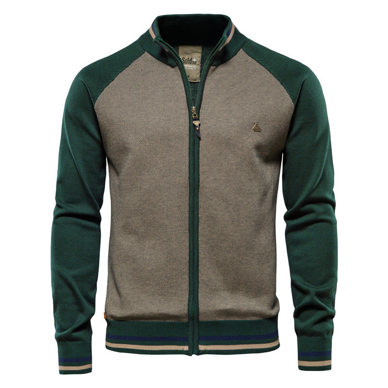 Winter Men's Patchwork Knit Jacket Lapel Jacket