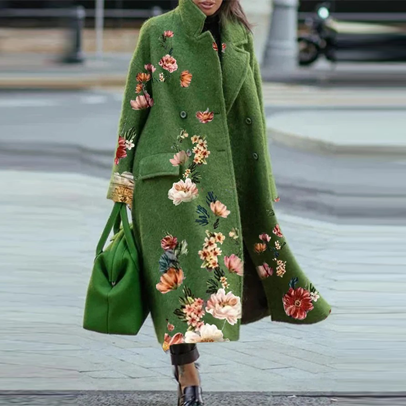 Floral Print Wool Jacket For Women