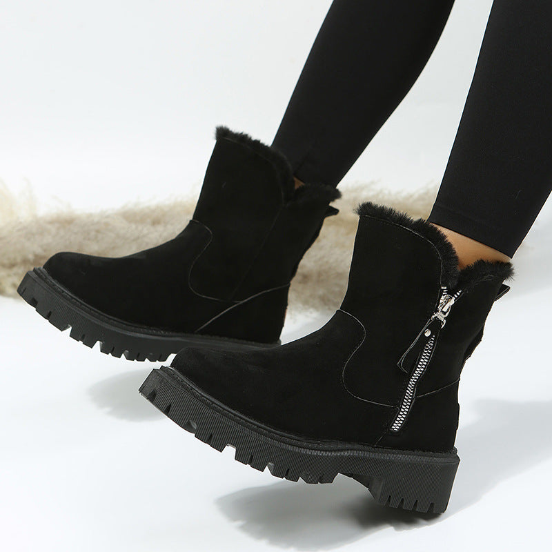 Women's Leather Plush Mid Boots