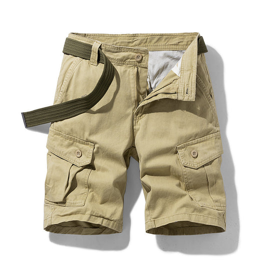 Men's Cargo Shorts Straight Color Pocket Zip Lounge Pants