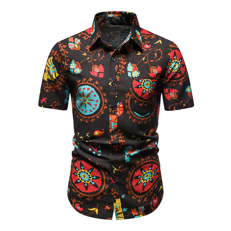 Men's Casual Lapel Beach Short Sleeve Shirt