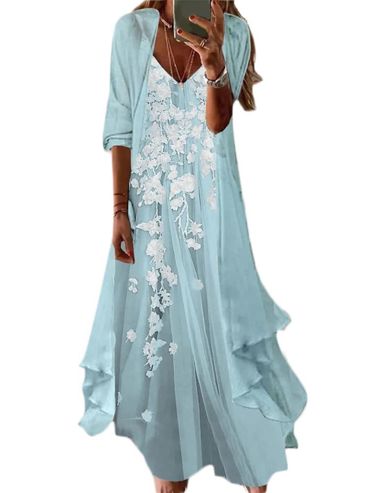 Women V Neck Casual Strap 2-Piece Dress