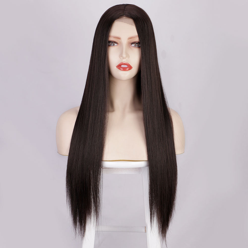 Women's Long Straight Hair Front Lace Chemical Fiber Wig Headgear